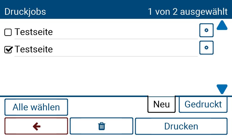 Kartenleser: Auswahl des Drucks, ausgewählt