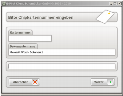 Q Pilot: Kartennummer eingeben