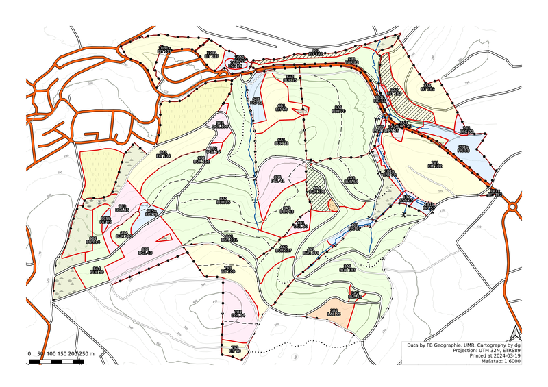 Karte der Abteilungen des Marburg Open Forest aus dem Jahr 2010