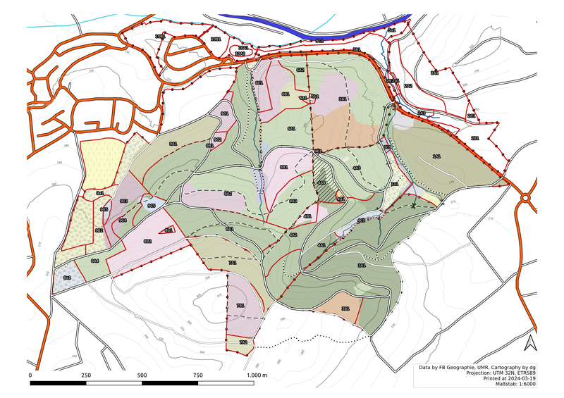 Karte der Abteilungen des Marburg Open Forest aus dem Jahr 2020