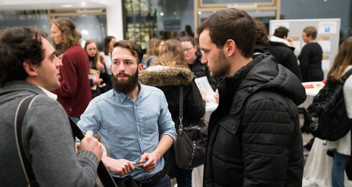 Career fair with people